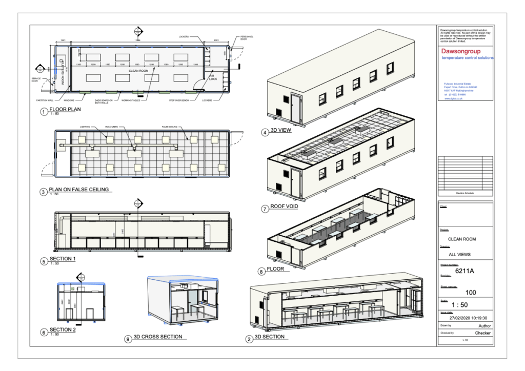 Modular Cleanroom, Example Technical Drawing